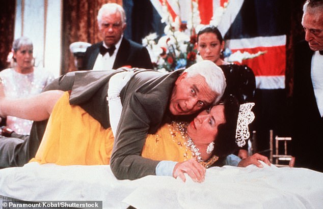 Ms. Charles played Queen Elizabeth II in personal appearances, TV shows and Hollywood films, including Naked Gun (pictured)