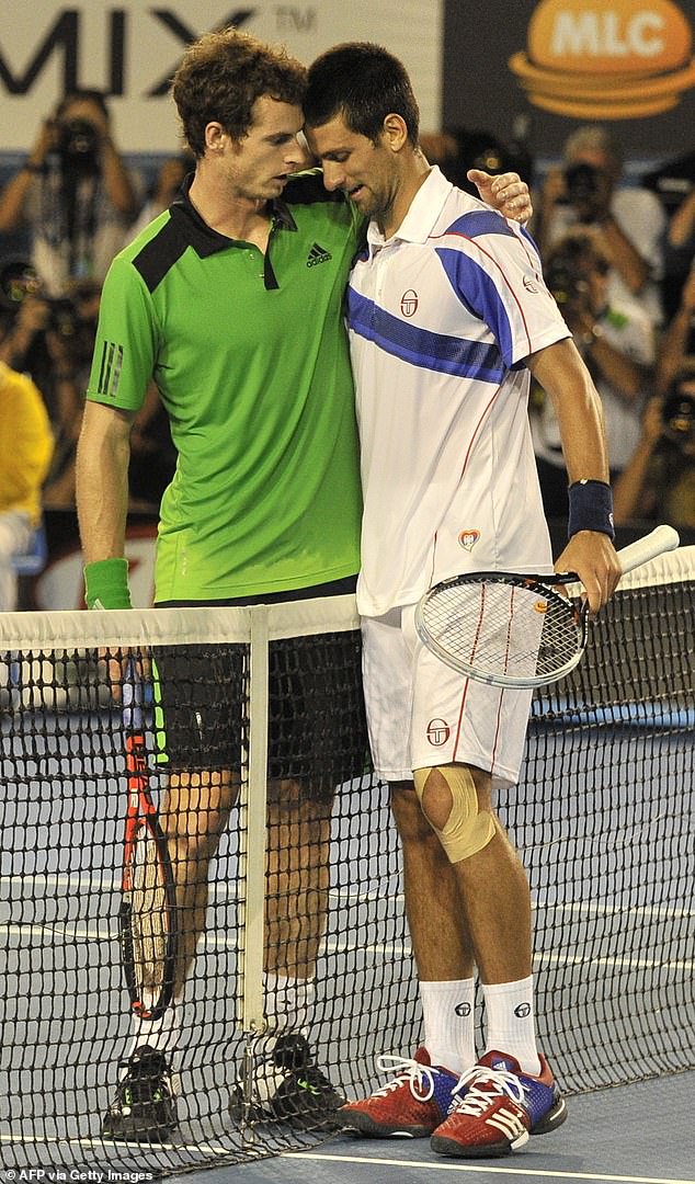 Murray congratulates his rival after losing the first of their four finals in Melbourne in 2011