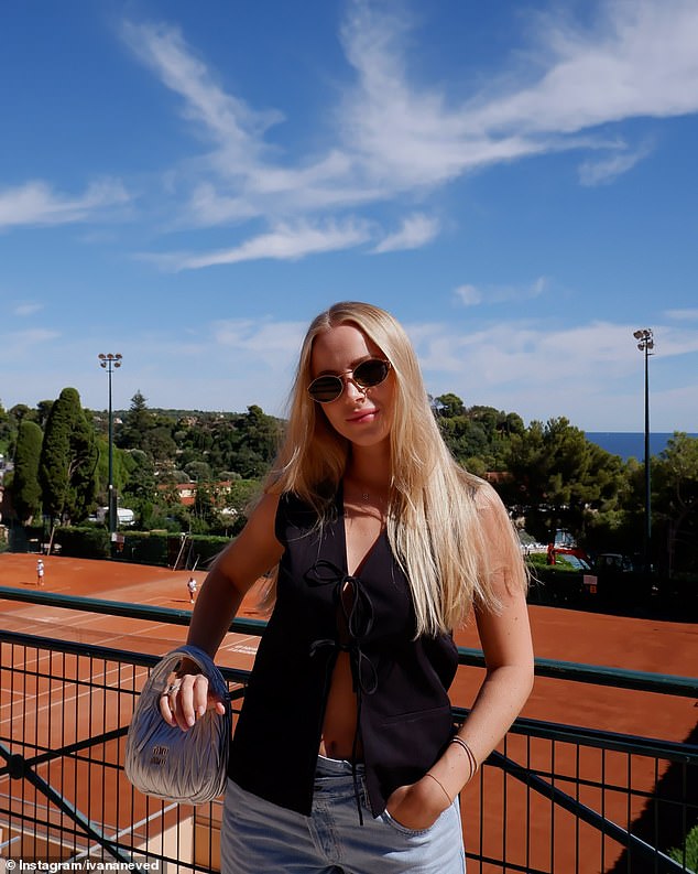 Ivana Nevded, 26, is the daughter of Juventus football legend Pavel Nedved and is in Melbourne to support her American tennis star Sebastian Korda