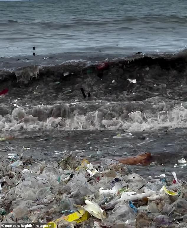 Sam Bencheghib's disturbing images showed the famous Jimbaran beach in a sickening state, awash with rubbish, mainly plastic, as far as the eye could see