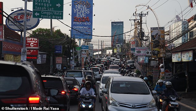 The Bali Sun reported that the holiday island welcomed 6.3 million tourists in 2024, exceeding tourism targets, with a 2025 target of 6.5 million tourists. Traffic in Canggu is shown