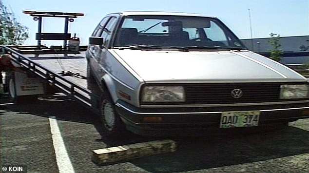 Shortly before 5 p.m., a witness saw a silver-gray Volkswagen Golf (pictured) similar to Eggleston's parked in the Port of Portland parking lot, according to the CharleyProject