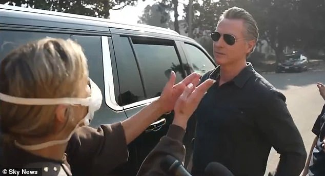 Gavin Newsom was confronted by a California mother about his response to the disaster