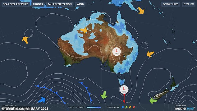 Large species along Australia's east coast, from Far North Queensland to Tasmania, will face water again on Monday