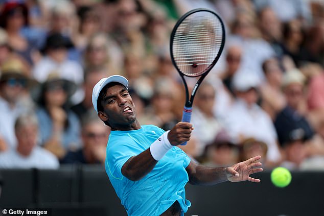 Djokovic takes on Nishesh Basavareddy (above) in his opening match at the Australian Open