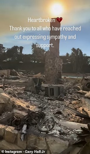 The beautiful mansion was burned to the ground during the LA wildfires