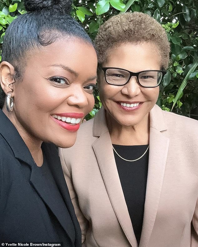 Yvette told TMZ outside a supermarket on Saturday: 'Let me tell you something, she has a spine of steel. And she's also been a black woman in America for a long time, so none of this is new to her. We are angry because we have had enough' (photo September 24)