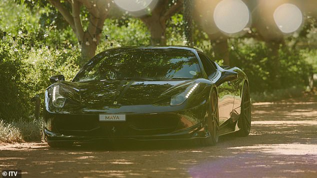 The favorite host arrived in a black Ferrari sports car, complete with personalized license plate