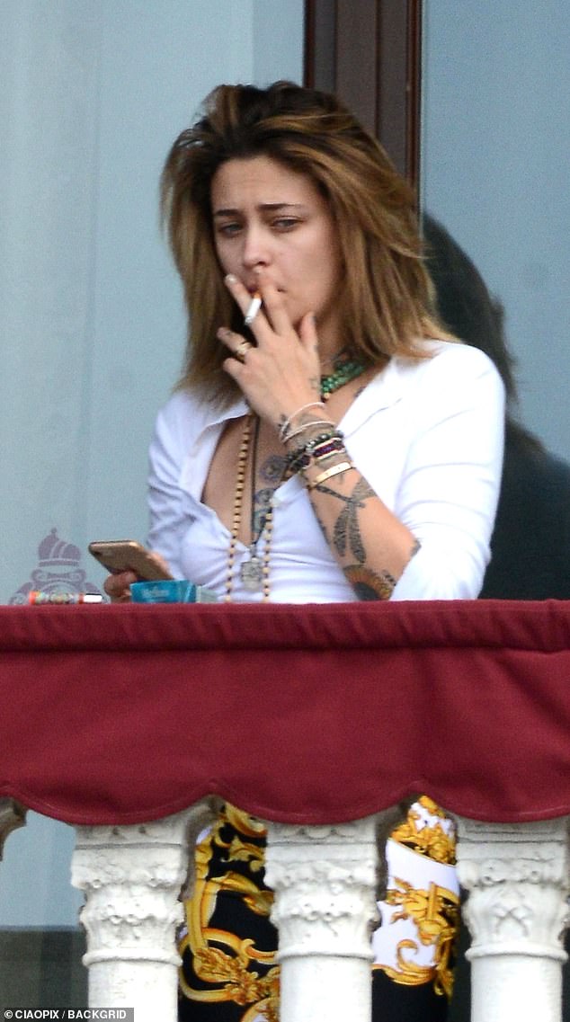 Jackson, pictured in May 2018, previously explained how several of her tattoos hide signs of drug use and scars from self-harm