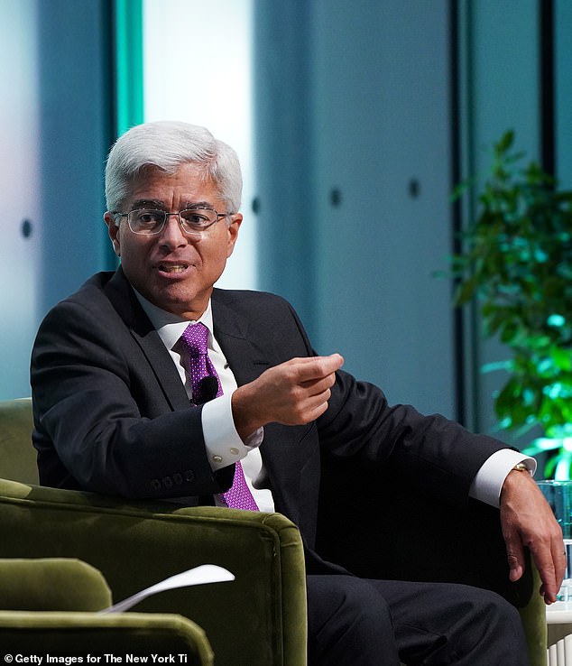 Pictured: Pedro J. Pizarro, president and CEO of Edison International, speaks on stage at the 2023 New York Times Climate Forward Summit at The Times Center in New York in September 2023