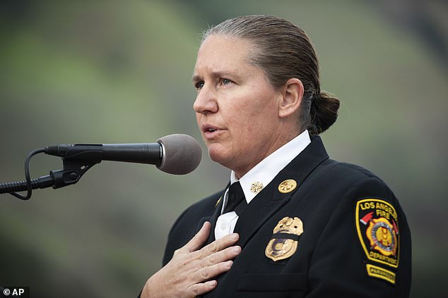 Los Angeles Fire Chief Kirstin Crowley (pictured) has blasted the city's mayor, Karen Bass, over 'failing' firefighters and communities devastated by the ongoing wildfires