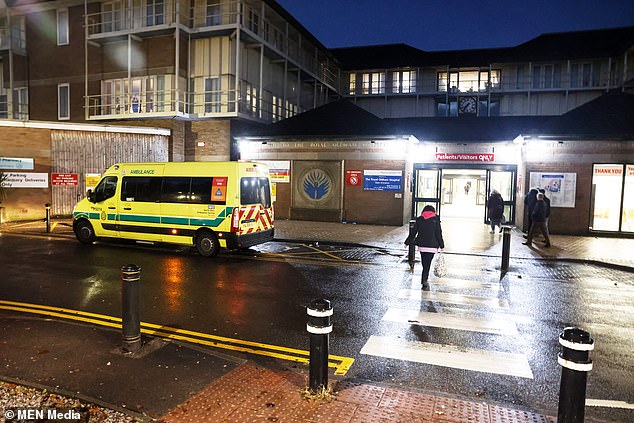 The 'disturbing and frightening' attack took place at Royal Oldham Hospital (pictured)