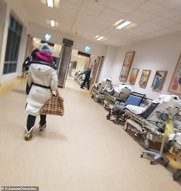 Joanna Ormesher yesterday tweeted this photo of the main corridor of the Royal Blackburn Hospital in Lancashire, saying: 'Patients are locked out of cold corridors to be gawked at like exhibits in a zoo. No patient dignity and poor patient care. Embarrassing at best'