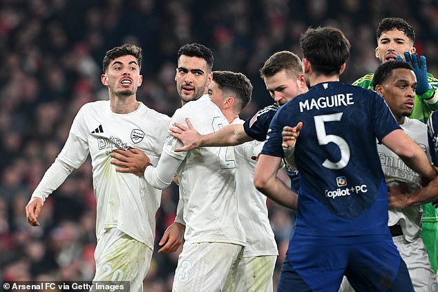 Kai Havertz was at the center of the controversy and appeared to have been branded a 'cheat' by Harry Maguire before a mass brawl broke out on the pitch between both groups of players.