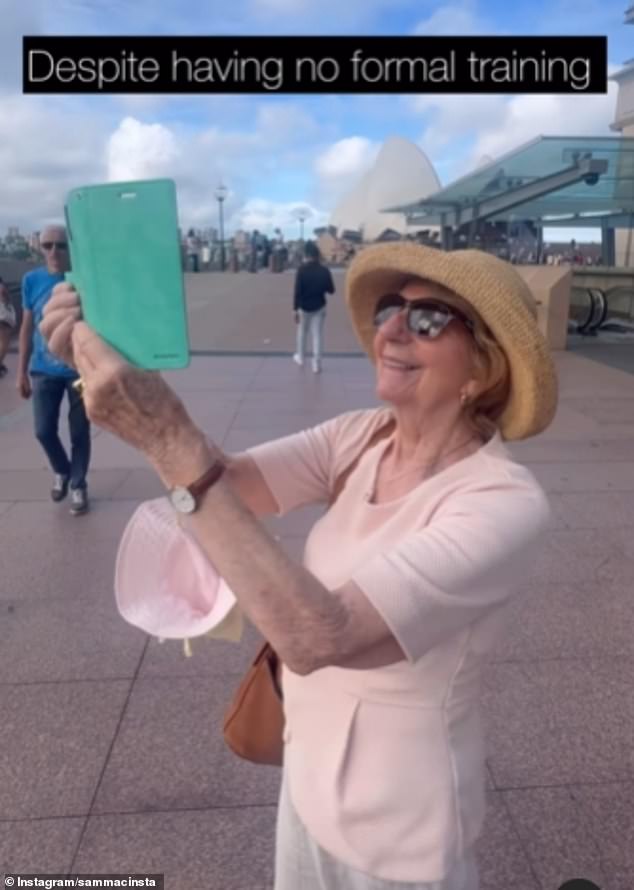 The Channel Seven star shared a hilarious clip on Instagram of his mother snapping a photo of his fiancée Rebecca James in Sydney Harbor