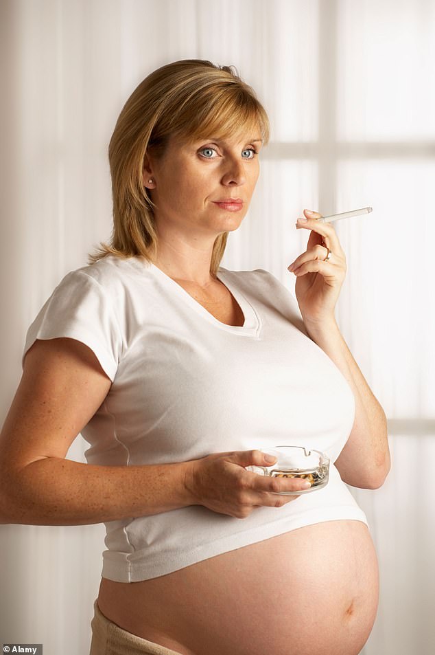 Smoking during pregnancy increases the risk of miscarriage and stillbirth and increases the chance that the baby will be born underweight (stock image)