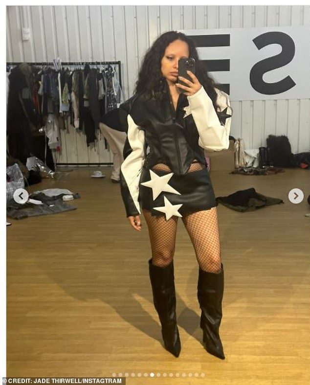 At one point, Jade stopped for a mirror selfie, posing in her tiny shorts and jacket