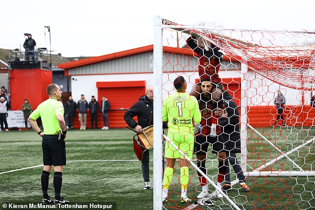 Tamworth needed Beck-Ray Enoru to fix the nets on his teammates' shoulders before the match - and 60 seconds later he had a shot