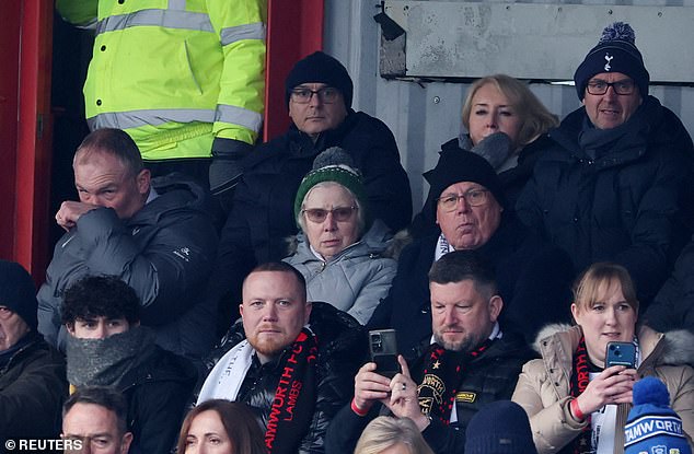 Daniel Levy sat in a makeshift catering area at the Lamb Ground