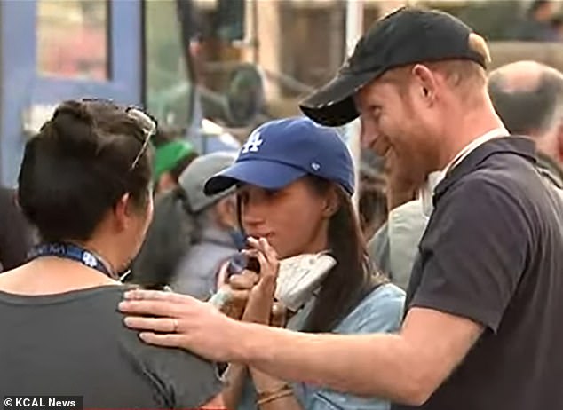 On Friday, the former senior royals made a surprise appearance at a food bank as they comforted victims and first responders amid the ongoing fires.