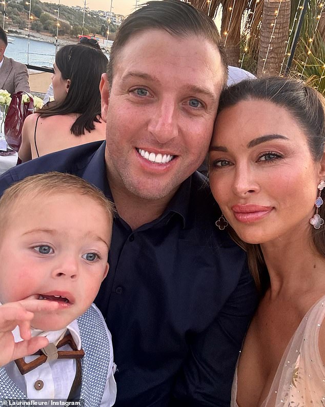 Laurina, James Black and their 2-year-old son Bastian were pictured at a friend's wedding a few months ago