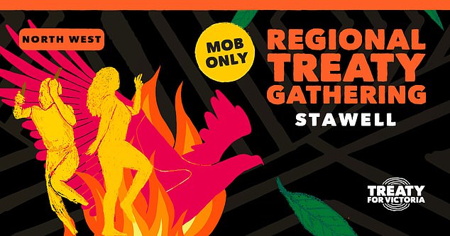 Now the state-funded First People's Assembly appears to be offering $50 vouchers to all Aboriginal people attending their 'mob only Treaty meeting' events (pictured)