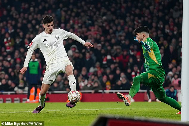 Kai Havertz had his face buried in the grass after putting the ball over the crossbar late on