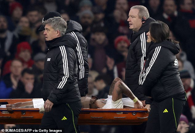 Gabriel Jesus was forced off the pitch on a stretcher after suffering an injury against Manchester United