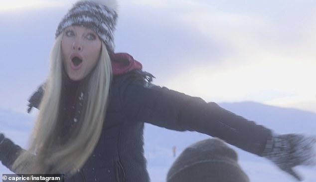 In a scene from the upcoming festive film, she appears to get involved in a snowball fight