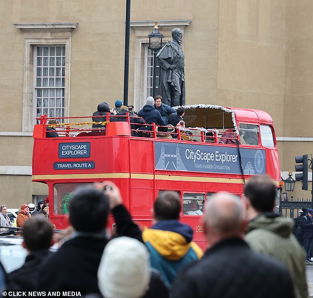 Fans were seen taking pictures of the Hollywood stars as they filmed in central London