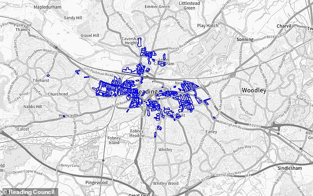 Reading permit holders will be subject to the emissions-based parking changes - these are the permit zones in Reading, all of which will be affected