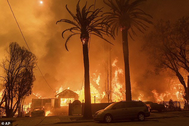 A house in Altadena, CA burns on January 8