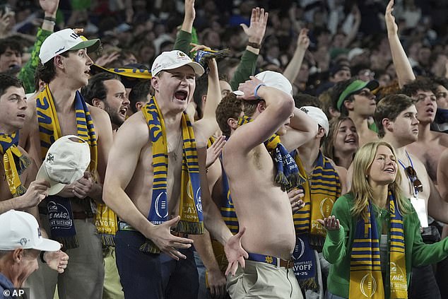 Notre Dame fans react during Thursday's Orange Bowl win over Penn State