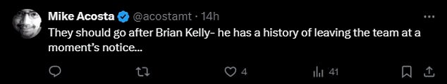 Several other Notre Dame fans suggested the Bears hire LSU coach Brian Kelly, who famously defected from South Bend to Baton Rouge in 2021, allowing Freeman to be promoted.