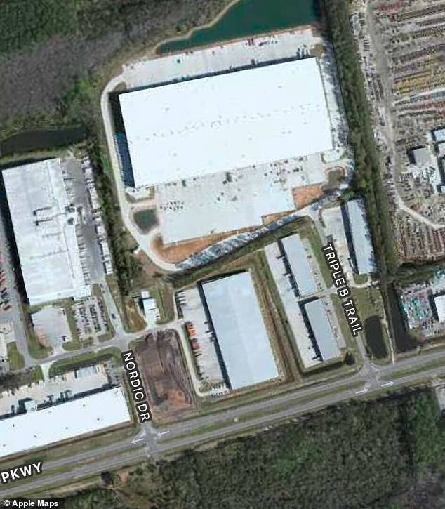 Amazon confirmed the incident and said there is no further risk at the site (aerial photo)