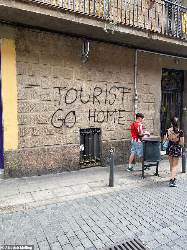 Anti-tourist graffiti in Barcelona has seen a surge during the recent protests