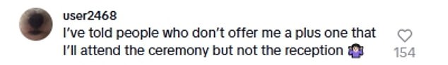 Many single viewers agreed with Erin's sentiments and shared their own experiences attending weddings alone