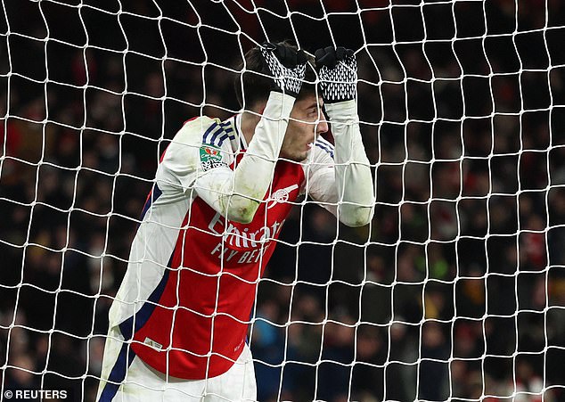 Havertz missed a striking chance in the Arsenal Carabao Cup semi-final defeat to Newcastle