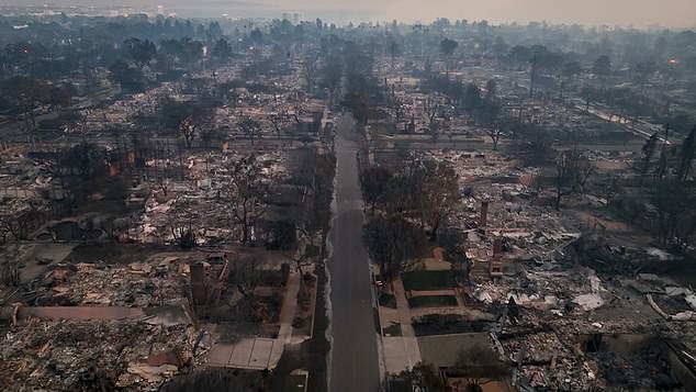 Aerial footage shows the aftermath of the devastating wildfires in Los Angeles