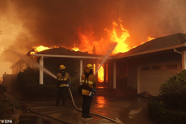 Large parts of the Pacific Palisades neighborhood were destroyed