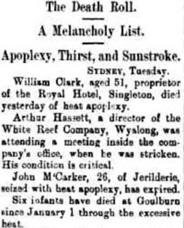 Among those who died during the intense heat wave of 1896 were many children