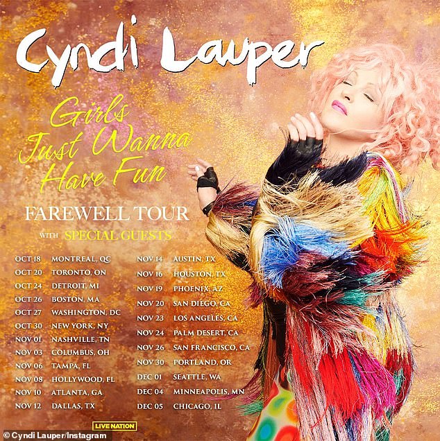 Her Girls Just Wanna Have Fun Farewell Tour kicked off on October 18, 2024 in Montreal, Canada. It ends on February 28, 2025 in Paris, France.