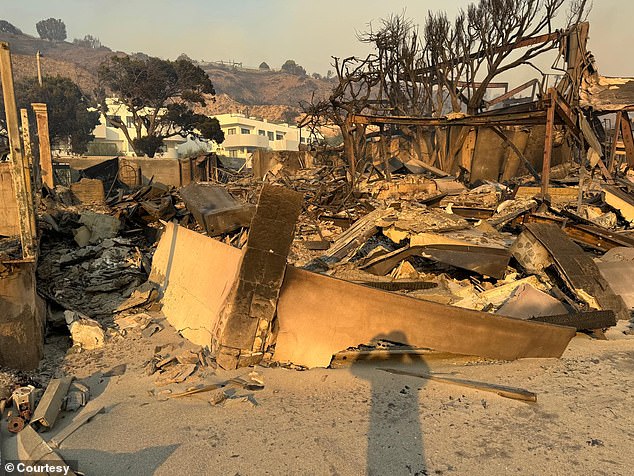 The devastated neighborhood is still under evacuation orders, and Rivani has only seen his property through shocking post-apocalyptic images, as shown above.