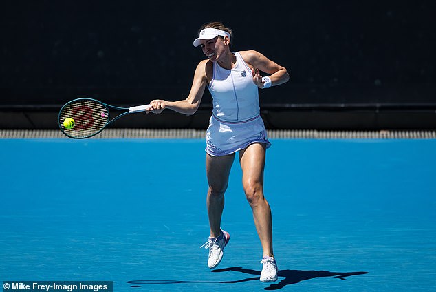 The British star secured a 7-6 7-6 victory against 26th seed Ekaterina Alexandrova (pictured)