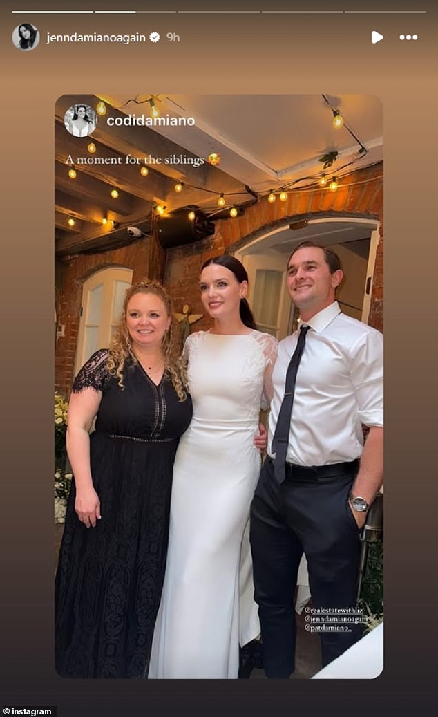 Jennifer's sister Codi also shared a photo of the new Mrs. Zegen smiling next to their brother Pat and real estate agent Elizabeth Shay