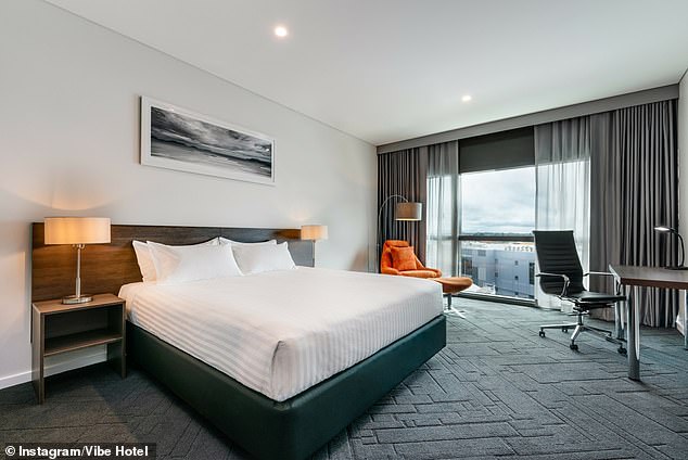 After Ms Eslami and Houchar had lunch, they returned to room 1006 of the Vibe Hotel in Sussex Street, where he attacked her. The photo shows a room in the hotel