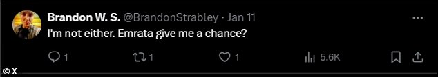 X user @BrandonStrabley tweeted: “Me neither. Emrata, give me a chance?'