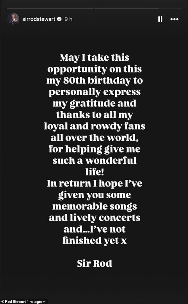 He wrote: “On my 80th birthday, may I take this opportunity to personally express my gratitude and thanks to all my loyal and vocal fans around the world.”