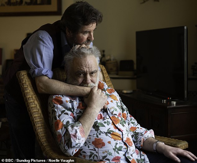 Tony Slattery and his 40-year-old partner Mark Michael Hutchinson (left), pictured together in 2020 for the documentary: What's the Matter with Tony Slattery?, which studied the link between depression and addiction