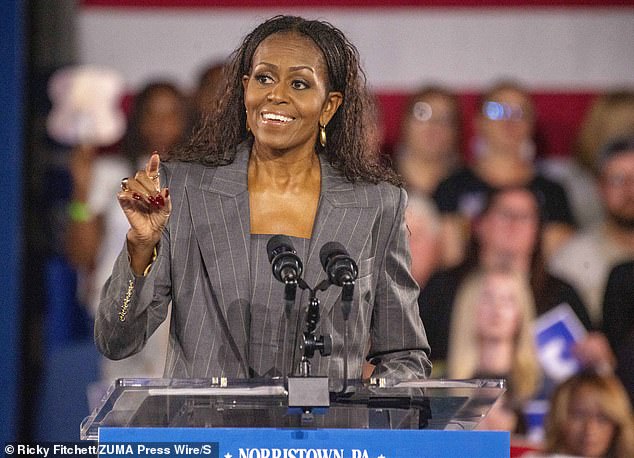 After speaking at the Democratic National Convention (above), she headlined several events for Democratic nominee Vice President Kamala Harris, who lost to President-elect Donald Trump in the November election. Michelle has been on an extended vacation in Hawaii